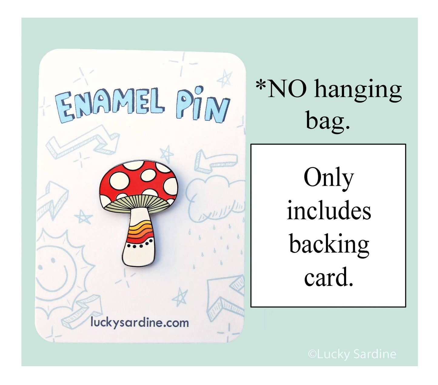 Mushroom Rainbow, Magic Shroom, Retro Vintage 70s Enamel Pin