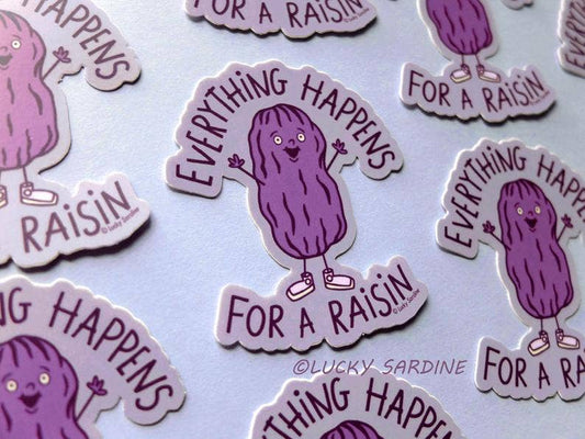 Funny Raisin, Everything Happens For A Reason Vinyl Sticker