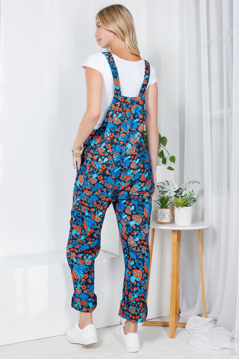 Retro Mushroom Corduroy Overall - Plus Size