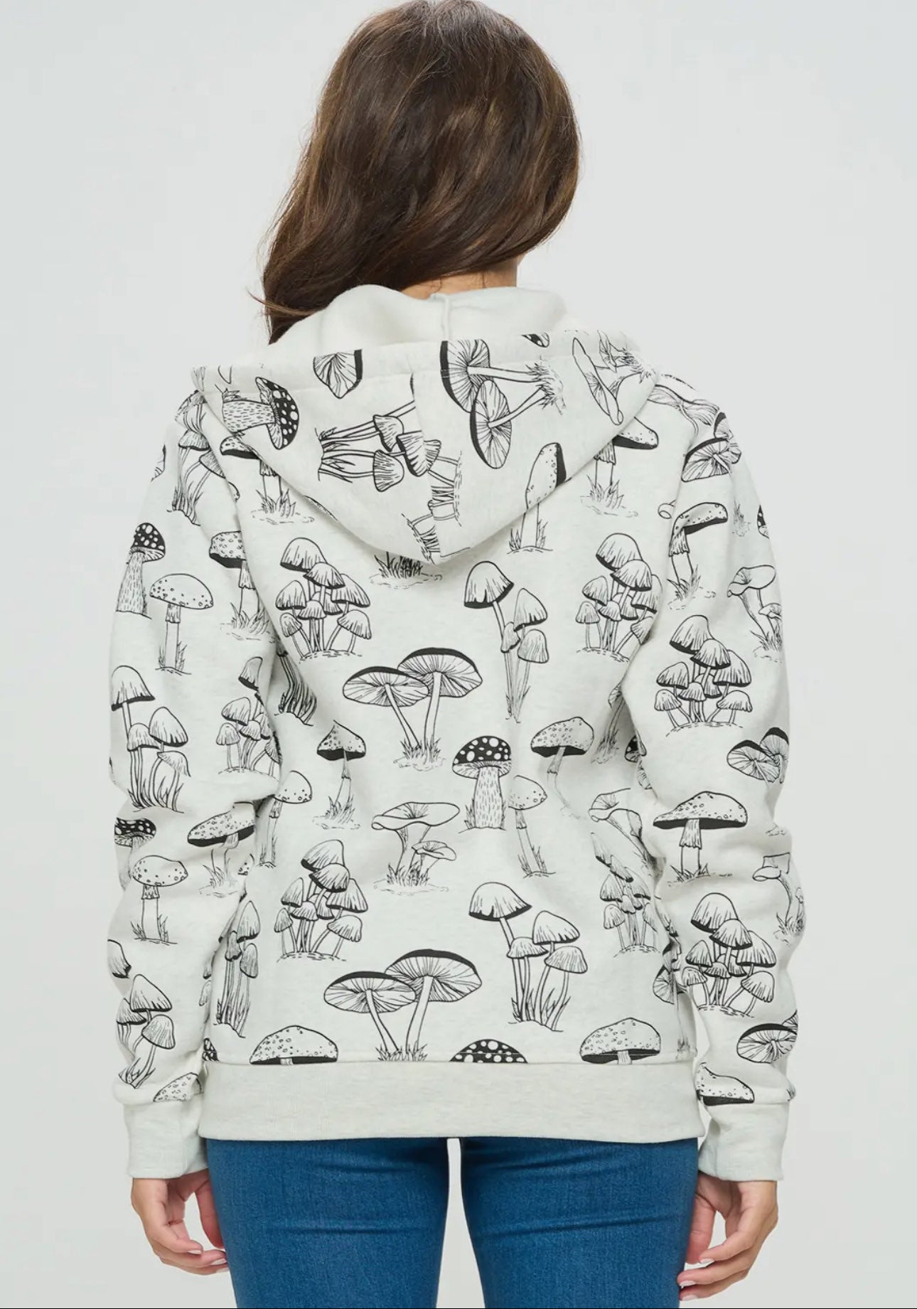 Mushroom Print Zipper Hoodie image 3