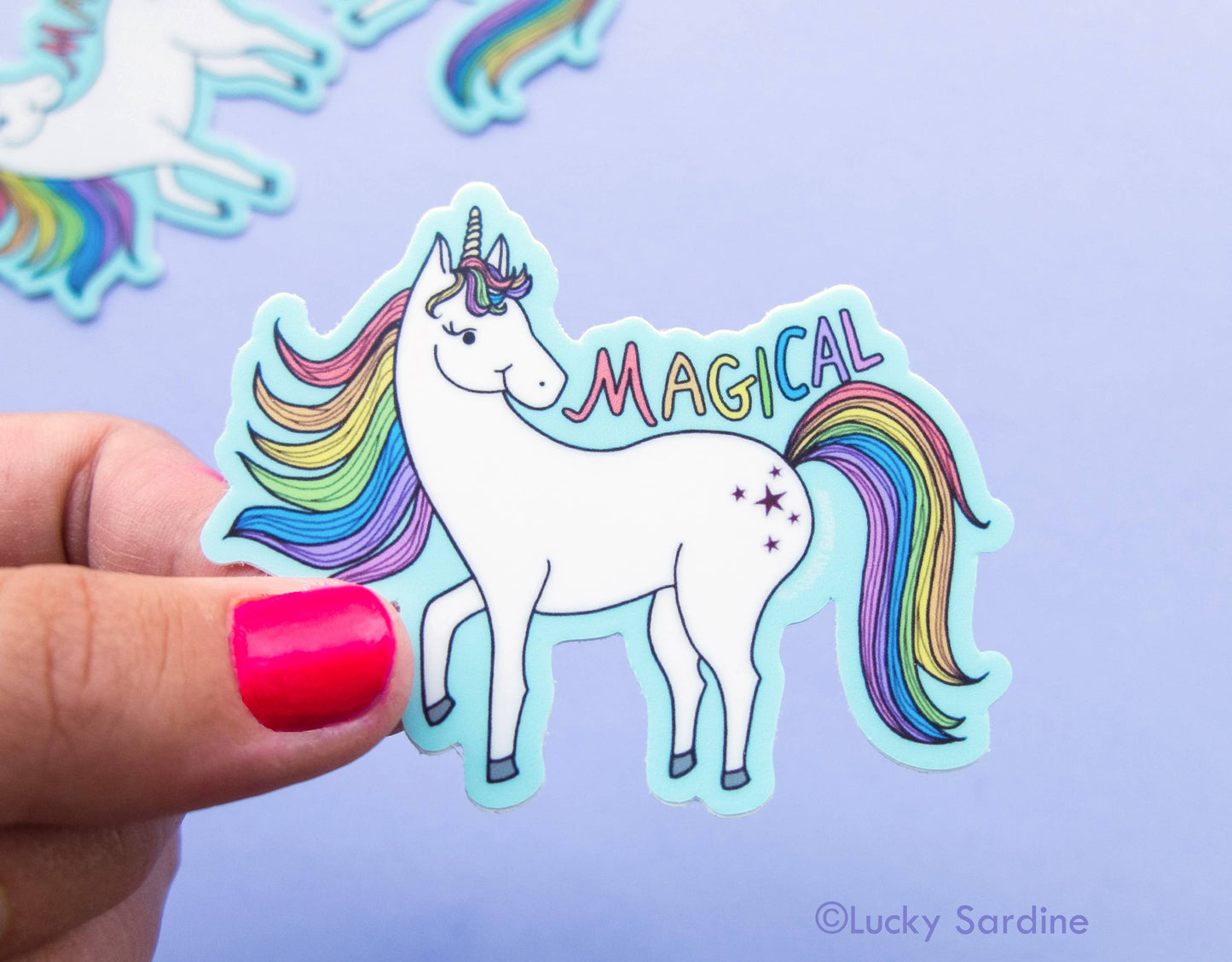 Unicorn, Magical Rainbow, Retro Magic 70s 80s Vinyl Sticker