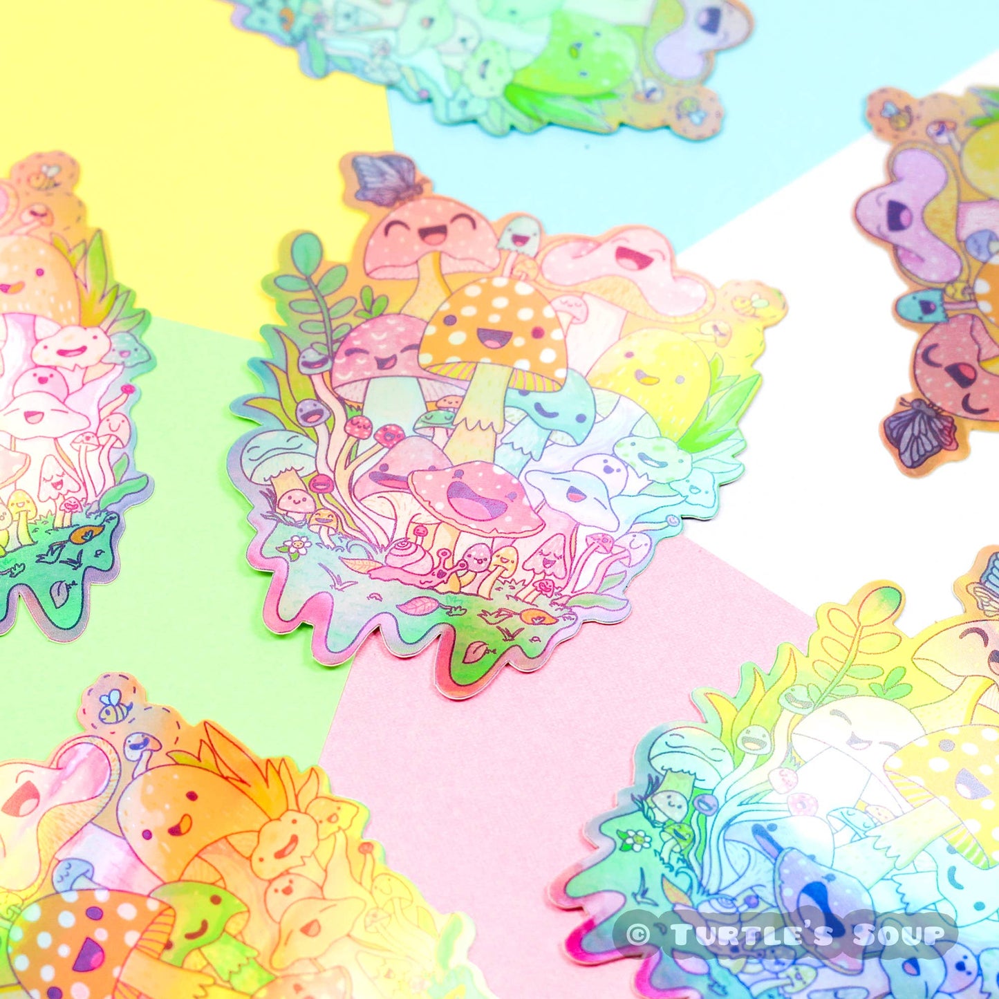 Happy Mushroom Psychedelic Vinyl Sticker (Holographic)