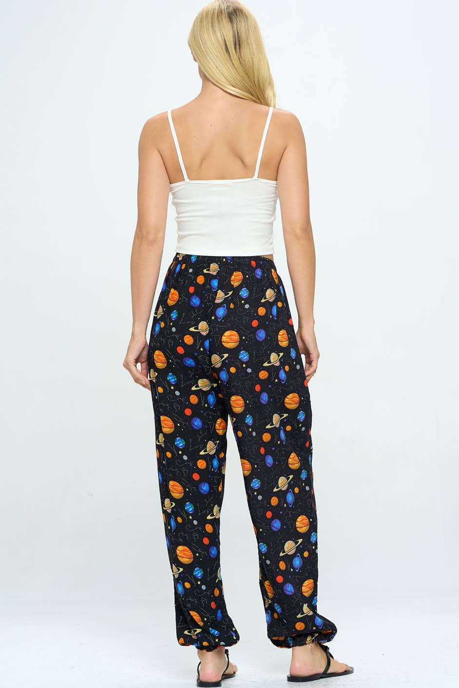 Allover Planet Print Pant With Drawstring and Pocket