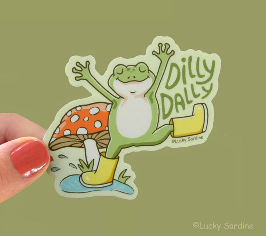 Frog & Mushroom, Dilly Dally Rainboots Vinyl Sticker