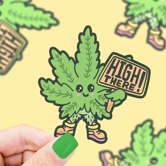 High There 420 Cannabis Marijuana Leaf Funny Vinyl Sticker