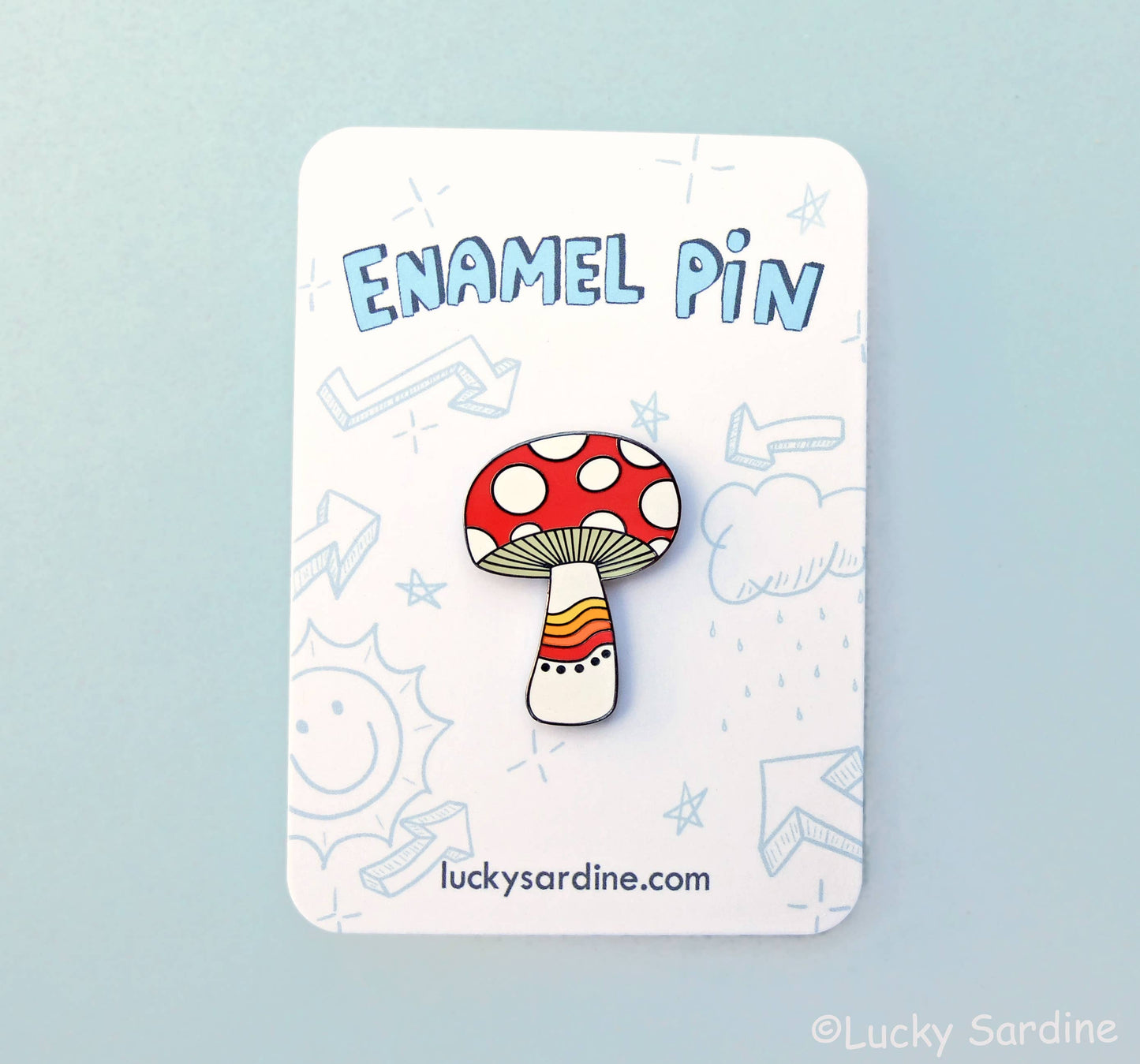 Mushroom Rainbow, Magic Shroom, Retro Vintage 70s Enamel Pin