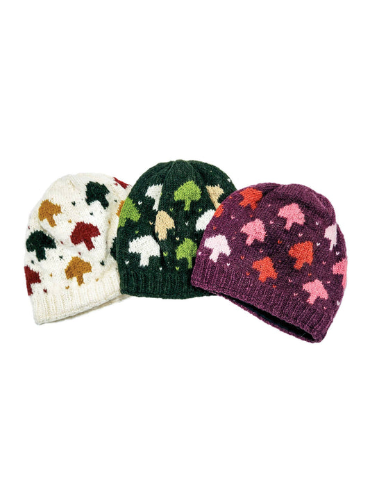 Handmade Knit Beanie Hat Mushroom